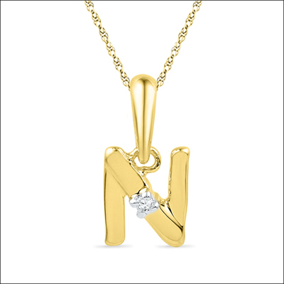 "18kt Alphabet N Diamond Pendent - PF01521400013 - Click here to View more details about this Product